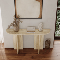 Table de console moderne et luxueuse personnalisée en pierre de travertin beige pour bar à la maison pour dessus de salon