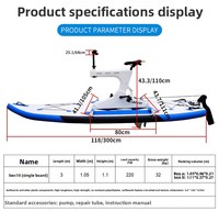 Hydrocycle à pédales gonflable en vinyle multicolore pour une personne, pour lac, rivière, sports nautiques pour adultes