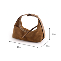 Sac Hobo Demi-Lune en Daim de Vachette Véritable Marque Privée pour Femme, Sac à Bandoulière en Cuir Véritable, Fabricant OEM Personnalisé