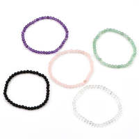 Bracelet extensible de perles de pierres précieuses Obsidienne noire Bracelet de perles rondes de 4mm Grossiste