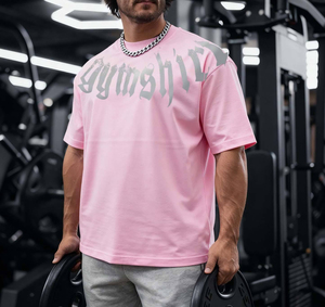 Camisetas Deportivas Personalizadas al por Mayor para Hombre, Camisetas Rosas Extra Grandes para Hombre, Camisetas de Gimnasio de Alta Calidad, Camisetas Lisas para Hombre - Product Image 1