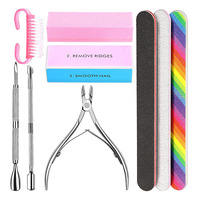 Kit complet de limes à ongles pour manucure Coupe-ongles pour enlever les peaux mortes Poussoir à cuticules pour nettoyer les ongles Outil de salon d'art