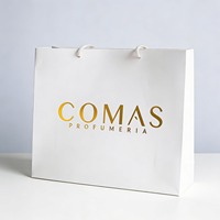 Sacs cadeaux de luxe en carton blanc avec logo personnalisé, sacs en papier pour parfums avec dorure à chaud, directement de l'usine, pour corde en coton certifié
