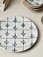 Assiette à dîner en porcelaine bleue et blanche faite à la main, style américain, peinte à la main, écologique, vaisselle pour la décoration de la maison