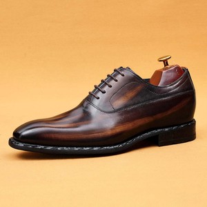 Korean-Style Fashionable Casual Leather Shoes Low-<b>Heel</b> <b>Men's</b> Distressed Leather Oxfords Genuine Cowhide Large Sizes Vintage - Product Image 1