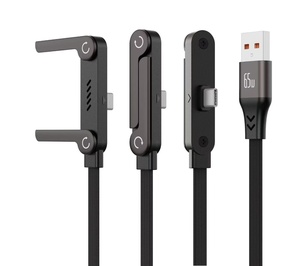 Cavo Dati 2 in 1 da 240W con Supporto per Telefono, Rotazione a 360 Gradi, Cavo Type-C per <span class=keywords><strong>iPhone</strong></span> e Android, 1,5M in Nylon Intrecciato - Product Image 1