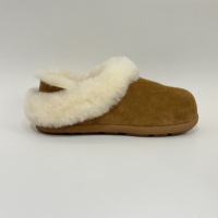 Pantoufles d'hiver et d'automne pour femmes en daim de vache, doublure en peau de mouton véritable, semelle extérieure en caoutchouc, pantoufles confortables et chaudes pour l'intérieur et l'extérieur