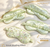 Masque de sommeil en satin vert pomme pour chatons, résistant à l'eau et respirant, idéal pour les filles et les étudiantes lors des pauses-nappes - Vente en gros