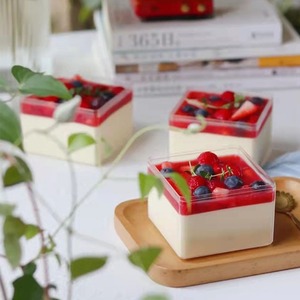Boîte à gâteau carrée en plastique recyclable Mousse française morceau coupé Melaleuca <span class=keywords><strong>blanc</strong></span> pâtisserie emballage de cuisson - Product Image 5