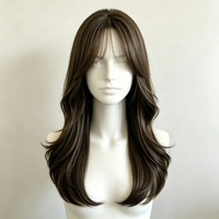 Perruque longue ondulée brun foncé, légère et respirante, résistante à la chaleur, adaptée à un usage quotidien, perruque tissée à la machine style bandeau