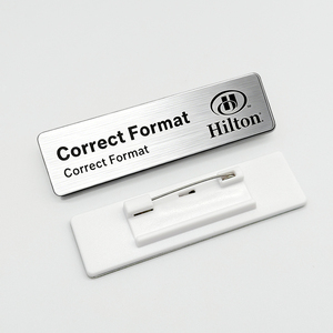 Stainless Steel Laser Rectangular Staff Name Tag, Customized Hotel Name <b>Badge</b> <b>Pin</b> Personalized Custom Metal Craft Gift - Product Image 2