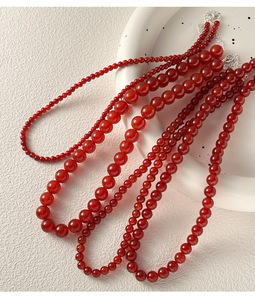 Colar frisado 925 Sterling <span class=keywords><strong>Silver</strong></span> Red Ágata Colar Disponível em 4mm 6mm 8mm 10mm Perfeito para camadas - Product Image 2