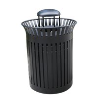 Poubelle ronde en métal résistante aux intempéries pour extérieur, poubelle de rue de 32 gallons, poubelle à déchets commerciale en acier