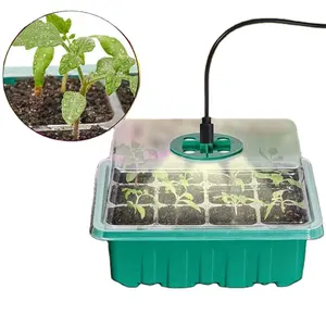 Custom 12-Hole Germination Seed Starter Kit High Dome Grow Light with PET Nursery Planter Lids Garden Seedling Tray Box