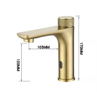 Robinet Mitigeur Automatique à Capteur en Laiton Doré pour Lavabo, Eau Chaude et Froide, Sans Contact Infrarouge AC/DC, Vente en Gros