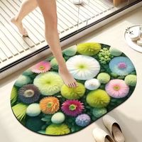 3D-Gedruckte Superabsorbierende Badematte Rutschfest Klassischer Stil Blumenmuster Ovale Form Umweltfreundlicher Badezimmerteppich für Zuhause und Hotel