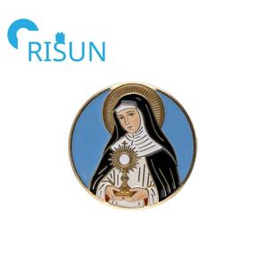 Medaglia in Metallo di Santa Clare d'Assisi all'Ingrosso, Ciondolo Personalizzato, Medaglione Religioso Cattolico - Product Image 3