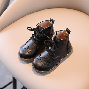 Botas de Combate para Niños y Niñas, Botines Impermeables con Cremallera y Cordones para Niños Pequeños, Botas de Cuero para Niños - Product Image 4