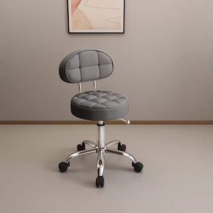 Tabouret Rond Pivotant et Réglable en Hauteur avec Roulettes et Dossier – Chaise Polyvalente pour Salon de Coiffure, Onglerie, Cour et Usage Domestique - Product Image 5