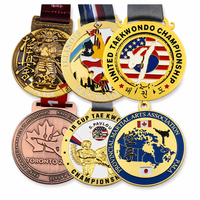 Medalla de Taekwondo Personalizada OEM, Medalla de Premio para Campeonato de Artes Marciales y Karate, Medalla Deportiva de Aleación de Zinc con Relieve 3D y Esmalte, con Cinta