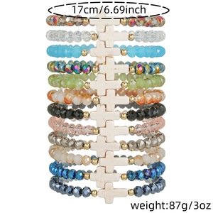 Ensemble de bracelets perlés croisés, bijoux en corde élastique, design géométrique multicolore, cadeau unisexe, accessoire de mode - Product Image 4