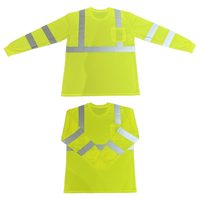Stokta Yüksek Görünürlüklü Uzun Kollu İnşaat İşleri İçin Kuru Terletmeyen Sarı Hi Vis Erkek Güvenlik İş Tişörtleri Cepli