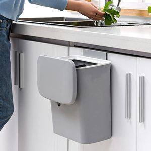 Poubelle de cuisine rectangulaire murale 9L en PP moderne avec système de suspension pour armoire de cuisine - Product Image 3