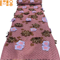 Dentelle Guipure en Polyester Brodé 3D à Fleurs Solubles dans l'Eau, Tissu de Luxe pour Robe de Banquet, Style Européen et Américain