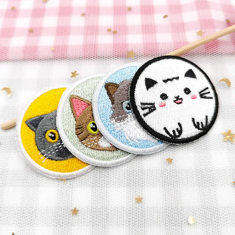 Factory directly sale clothing accessories cartoon custom cat embroidery patches