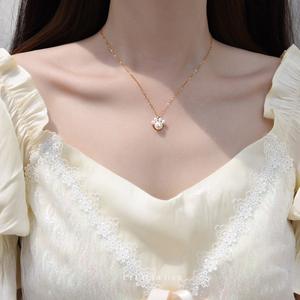 Internet Famous <b>Cat</b> Paw Natural Pearl 14K Gold Collarbone Necklace Versatile Simple Personality <b>Gift</b> - Product Image 1