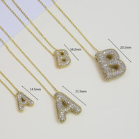 Colliers pendentif alphabet 26 lettres bulle initiales diamant zircone bouffante 3D