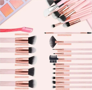 ชุดแปรงแต่งหน้า 16 ชิ้น สีชมพู หรูหรา สำหรับมืออาชีพ ขนแปรงสังเคราะห์วีแกน นุ่ม ใช้ได้กับรองพื้น บลัชออน อายแชโดว์ และการเบลนด์ - Product Image 2