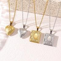 Pendentif Cœur ouvrable avec boîte à photo, Calligraphie Arabe Islamique Musulmane, en Acier Inoxydable, Bijou de Mode pour l'Aïd, Vente en Gros