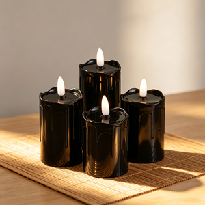 Bougies LED sans flamme à énergie solaire de haute qualité avec capteur de lumière pour la décoration d'ambiance extérieure, de patio, de cimetière et de festivals - Product Image 1