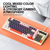 Teclado para Juegos con Cable de 98 Teclas, Silencioso, Retroiluminado, con Teclas de Dos Tonos, USB, para Computadora