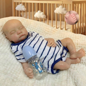 Poupée bébé garçon réaliste en silicone de 16 pouces, nouveau-né endormi, jouet lavable pour enfants - Product Image 3