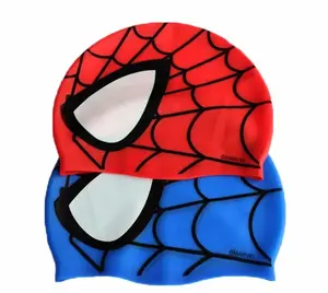 スパイダーマンキッズスイミングハット漫画スイミングキャップ漏れのないシリコンスイムキャップ