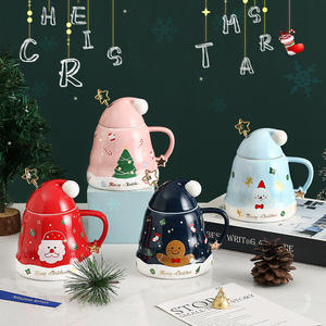 Ins 470ml Santa porcelana regalo tazas viaje reutilizable decoración Navidad taza tazas de cerámica con asa/cuchara - Product Image 2