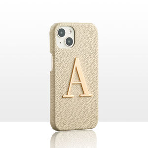 Funda de teléfono de cuero genuino con letras de Metal personalizadas para iPhone, carcasa de lujo de alta calidad con nombre personalizado para iPhone 11, 12, 13, 14 <span class=keywords><strong>Pro</strong></span> Max - Product Image 1