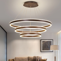 Suspension simple Salon Plafond Décoratif Pendentif Lumières Cercle Anneaux Or Luxe Moderne Led Lustre