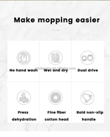 Recharge de serpillière en microfibre avec manche télescopique réglable, seau et essoreur pour le nettoyage domestique