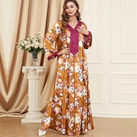Robe longue modeste à manches longues et col rond, style ethnique respirant, imprimé estival, pour femmes européennes et américaines