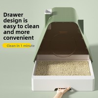 Bac à litière pour chat entièrement fermé en PP, grande taille, anti-odeur, avec tiroir de récupération des déchets, design anti-éclaboussures, modèle SJX