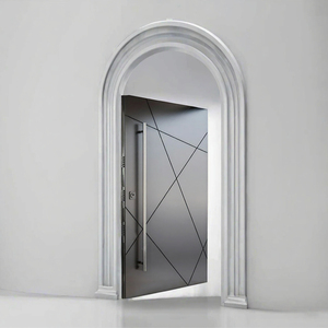Porte de sécurité en acier moderne et minimaliste BASEN avec serrure intelligente à ouverture latérale, design géométrique, finition pour entrée extérieure de villa ou d'école - Product Image 3