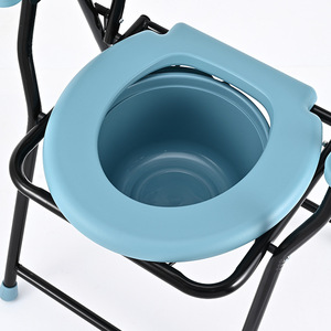Siège de toilette pliant portable avec dossier et accoudoirs, capacité de 150 kg, pour personnes âgées, femmes enceintes, personnes handicapées, utilisation en intérieur - Product Image 3