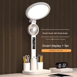 Lámpara de escritorio LED plegable creativa moderna, pantalla de fecha y hora, luz nocturna para dormitorio, ventilador recargable con batería, lámpara de mesa - Product Image 2