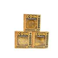 Jouet anti-stress en caoutchouc souple en forme de pièce de monnaie en poudre d'or à rebond lent pour les 14 ans et plus