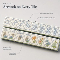 Tuiles de Mahjong Personnalisées Hydrangea, 160 Pièces, Ensemble de Mahjong Américain en Acrylique, Dos Bleu Pastel, Accessoire de Club de Mahjong