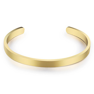 Bracelet manchette unisexe en acier inoxydable en forme de C, lisse, 5 mm x 15 cm, bijou tendance - Product Image 4