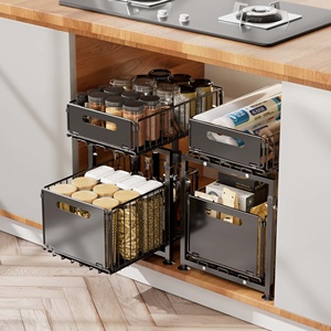 Scaffale Scorrevole in Acciaio a Doppio Strato Regolabile per Organizzare Barattoli di <span class=keywords><strong>Spezie</strong></span> in <span class=keywords><strong>Vetro</strong></span> in Bagno e Cucina - Product Image 1